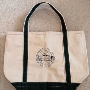 Like new Aime Leon Dore Cream Canvas Tote with Dark Green Trim